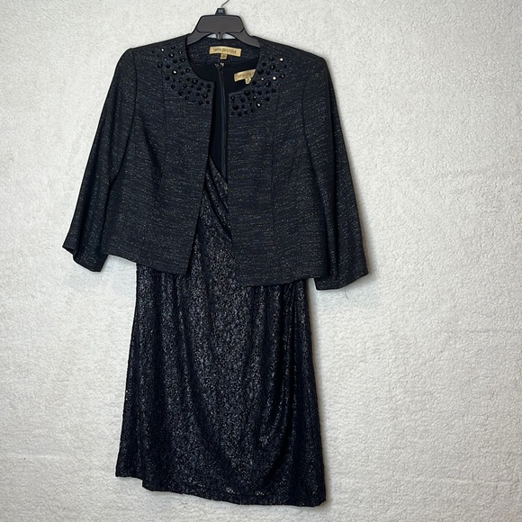 Nipon Boutique Womens Dress and Jacket Black Suit Set Size 16 PLUS SIZE - Picture 1 of 11